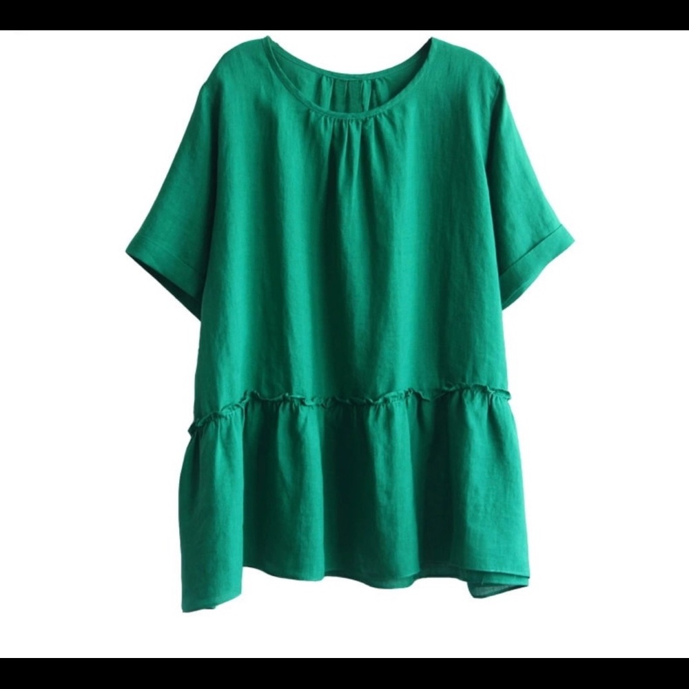 Linen Fabric green blouse 👚.
